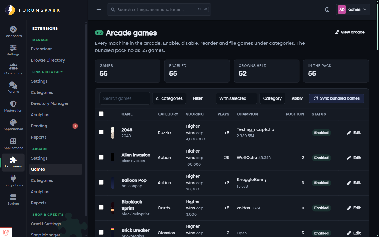 The arcade games manager