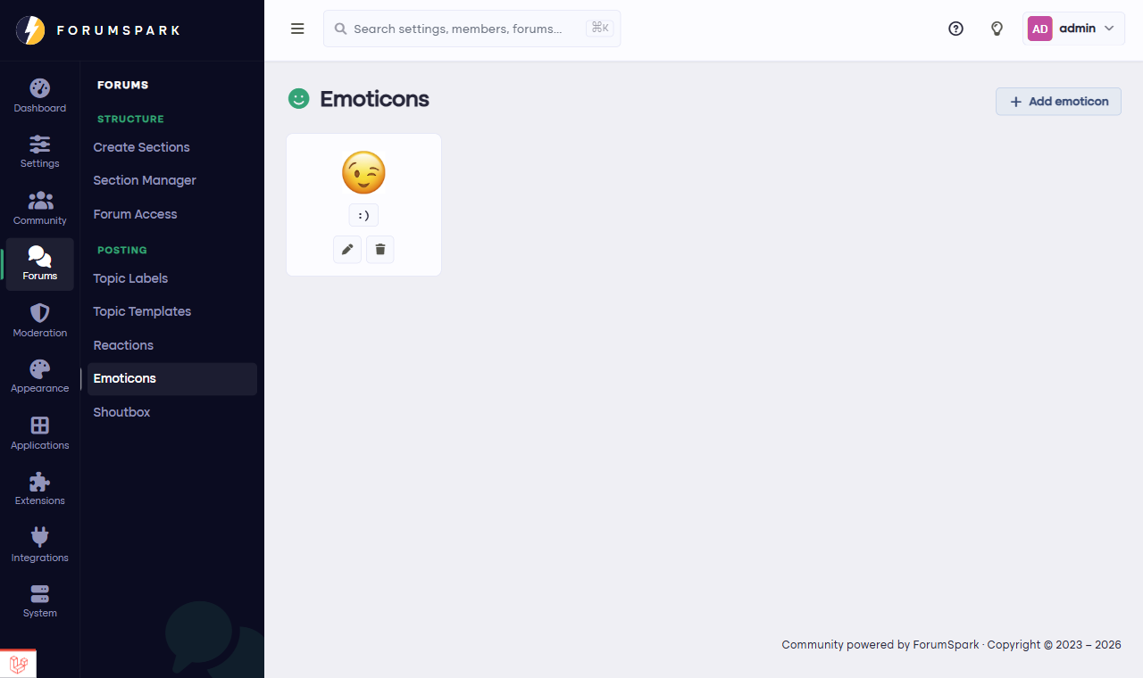 The emoticons manager