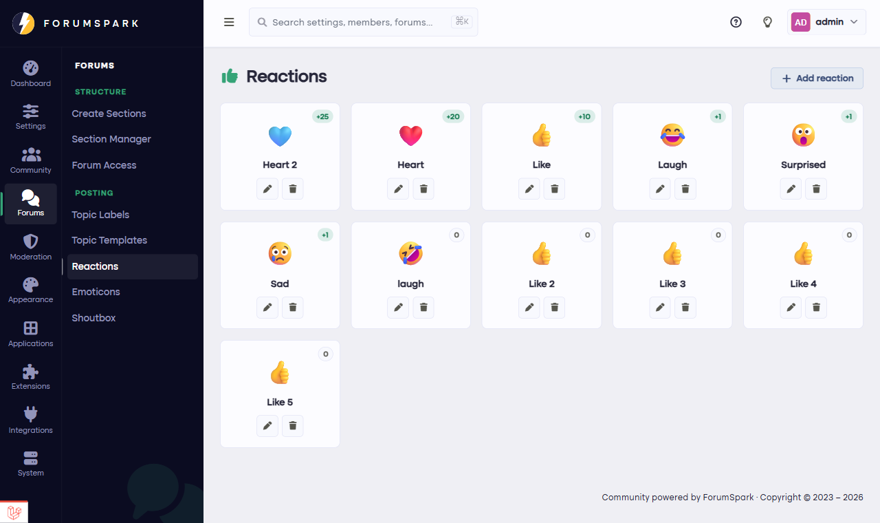 The reactions manager