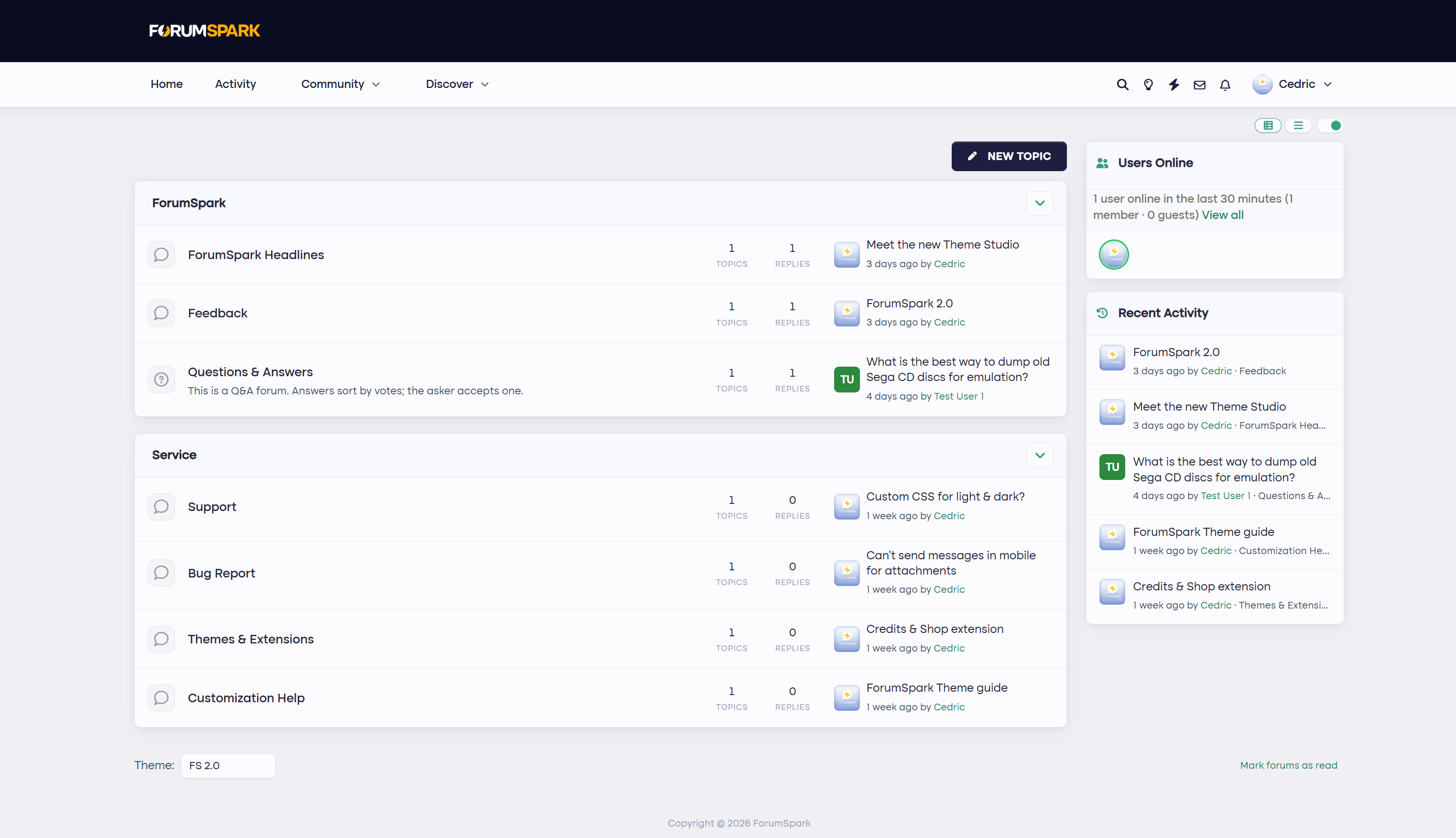 A community running on ForumSpark