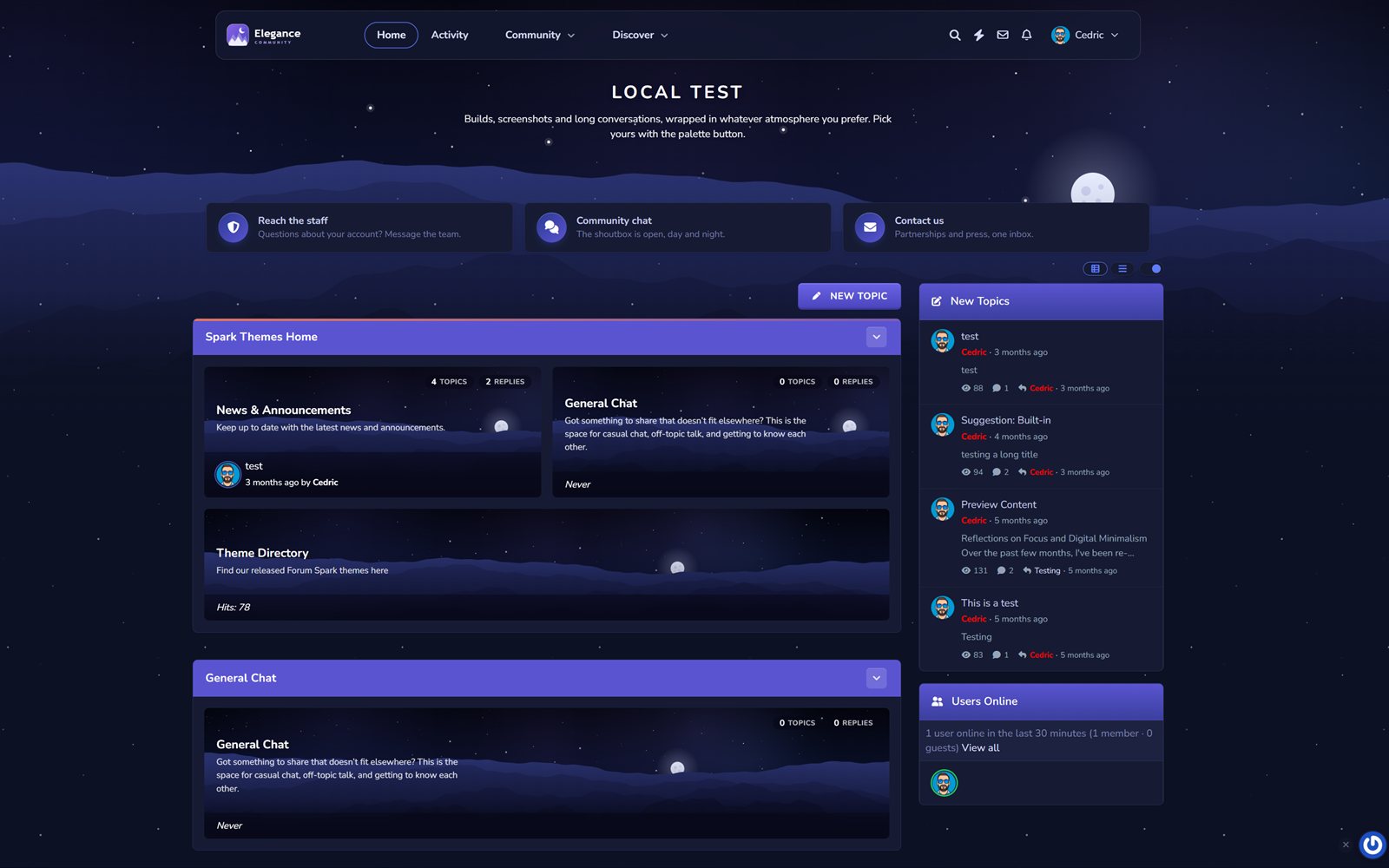 The Elegance theme on a ForumSpark board